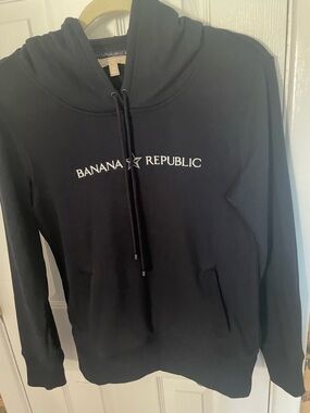 Banana Republic Black Pullover Hoodie with White Logo